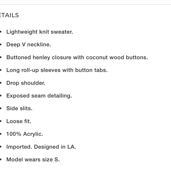 Promesa Slow Your Roll Exposed-Seam Roll-Up Henley Sweater S Large like new - Picture 5 of 5